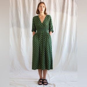 $345 Ace & Jig Dani Dress in Fern Green and Floral Print Size Small S Rare VGUC